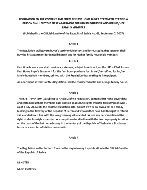 Serbia First Home Buyer Statement