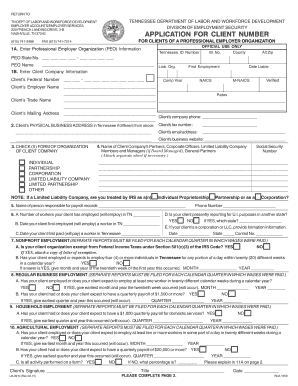Tennessee Employer Account Application