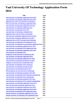 Vaal University of Technology Application Form 2014