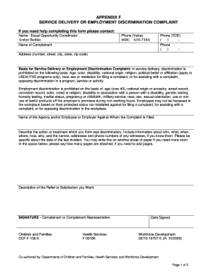 Wisconsin Service Delivery or Employment Discrimination Complaint Form