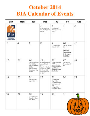 October 2014 BIA Calendar of Events - BIA San Diego - biasandiego