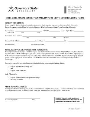Social Security Verification Form