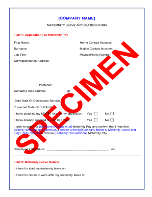 Maternity Leave Application Form