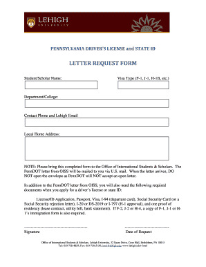 Pennsylvania Driver's License Request Form