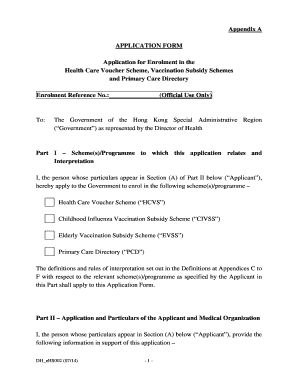 Application for Health Care Voucher Scheme and Vaccination Subsidy Schemes