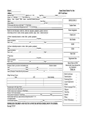 Yuma School District Student Registration Form