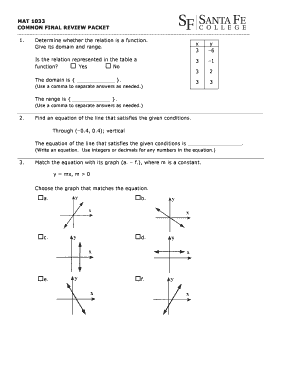 MAT 1033 Common Final Review Packet