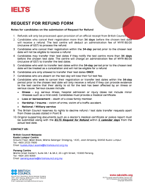 IELTS Request for Refund Form