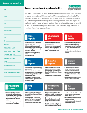 Lender Pre-Purchase Inspection Checklist