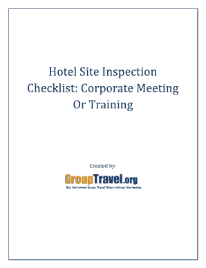 Hotel Site Inspection Form for Meetings or Training
