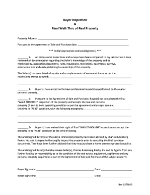 Buyer Inspection and Final Walkthrough Form