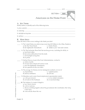 Section 4 Quiz on Americans on the Home Front