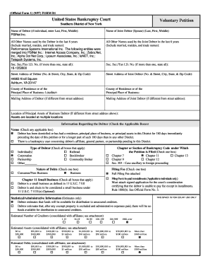 US Bankruptcy Court Voluntary Petition