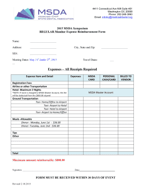 Expense approval form - 2015 Symposium - MSDA Member Travel Reimbursement Form.doc - medicaiddental