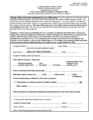 Title VII Student Eligibility Certification