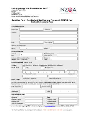 New Zealand Scholarship Fee Payment Form