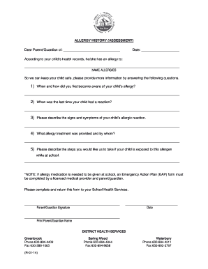Allergy History Assessment Form