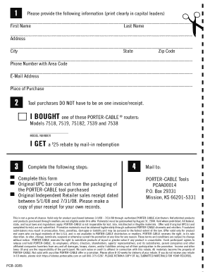 Porter-Cable Router Rebate Form