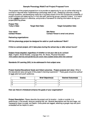 Sample Phenology WalkTrail Project Proposal Form