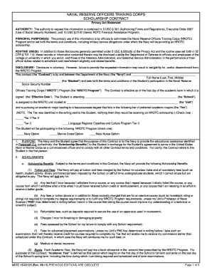 Naval Reserve Officers Training Corps Scholarship Contract