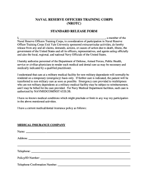 Naval Reserve Officers Training Corps Standard Release Form