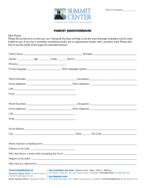 Child Development and Health Questionnaire