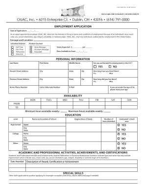 OUAC Employment Application