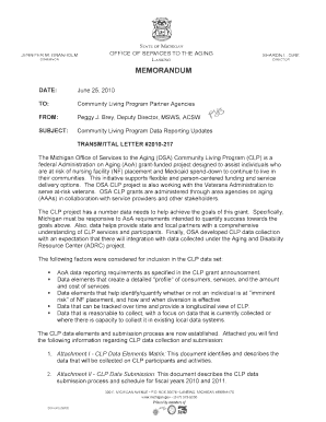 Michigan Community Living Program Data Form