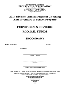 Philippines School Property Inventory Form