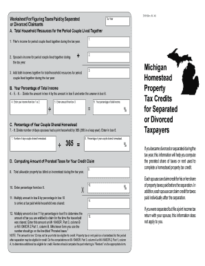 2105 2015Michigan Homestead Property Tax Credits for Separated or Divorced Taxpayers 2105 2015Michigan Homestead Property Tax Credits for Separated or Divorced Taxpayers