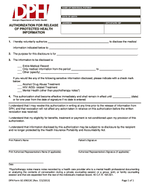 Authorization for Release of Protected Health Information