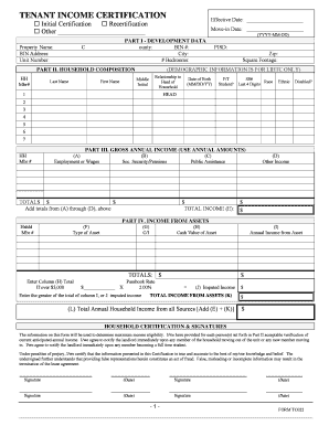 Tenant Income Certification Form