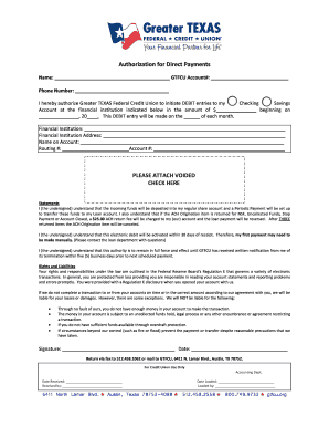 Authorization for Direct Payments
