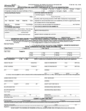 Kentucky Certificate of Title Application