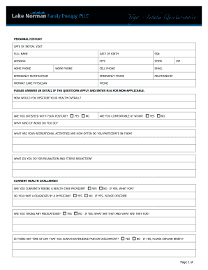 Yoga Intake Questionnaire
