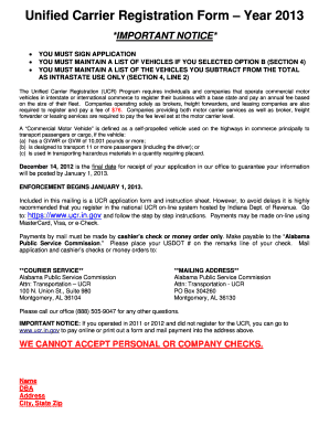 Unified Carrier Registration Form 2013