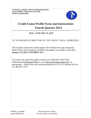 NCUA Credit Union Profile Form 4501A