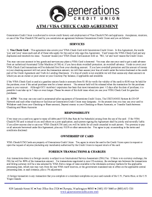 ATM VISA Check Card Agreement