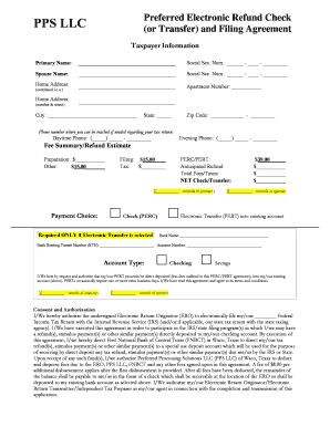 Preferred Electronic Refund Check Agreement