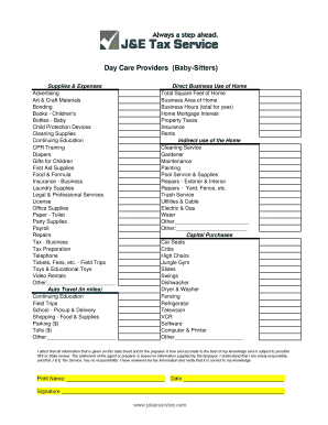 Daycare Expense Tracker Form