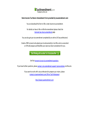 Vermont State Income Tax Return Amendment Form