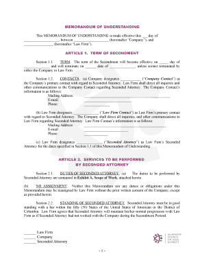 Memorandum of Understanding for Attorney Secondment