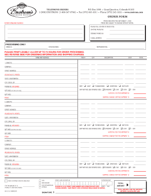 Enstrom Candies Order Form