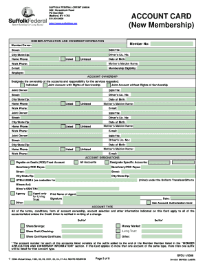 Credit Union Account Application Form