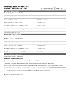 Coverdell Education Savings Account Distribution Form
