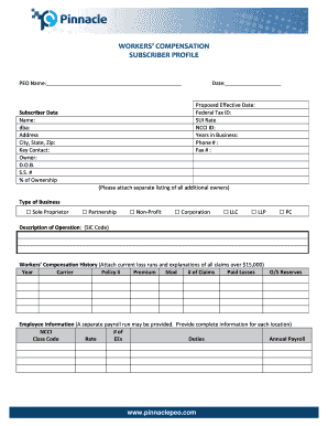 Workers Compensation Subscriber Profile Form