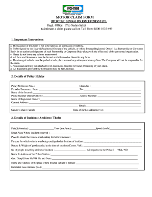 Motor Claim Form