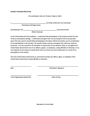 Scouter’s Covenant Not to Sue