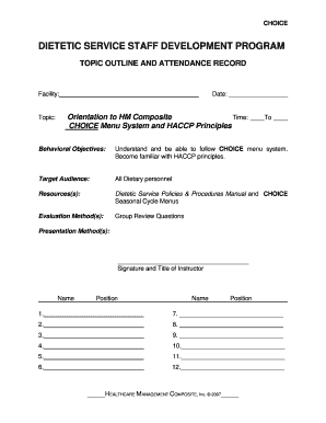 Dietary Service Staff Development Program
