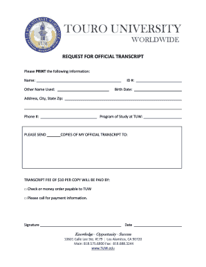 Request for Official Transcript